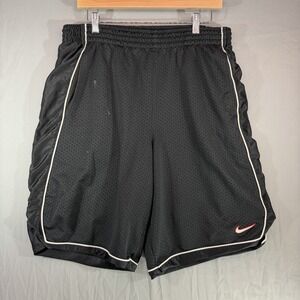 Vintage Nike Basketball Shorts Mens XL Black Mesh Swoosh Y2K Silver Tag